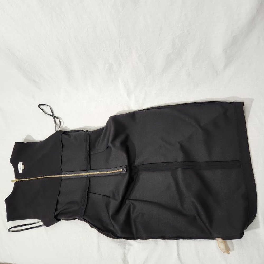 CALVIN KLEIN Minimalist Stretchy Sleeveless Gold MK Black Dress Size 6 LIKE NEW! - Picture 10 of 16